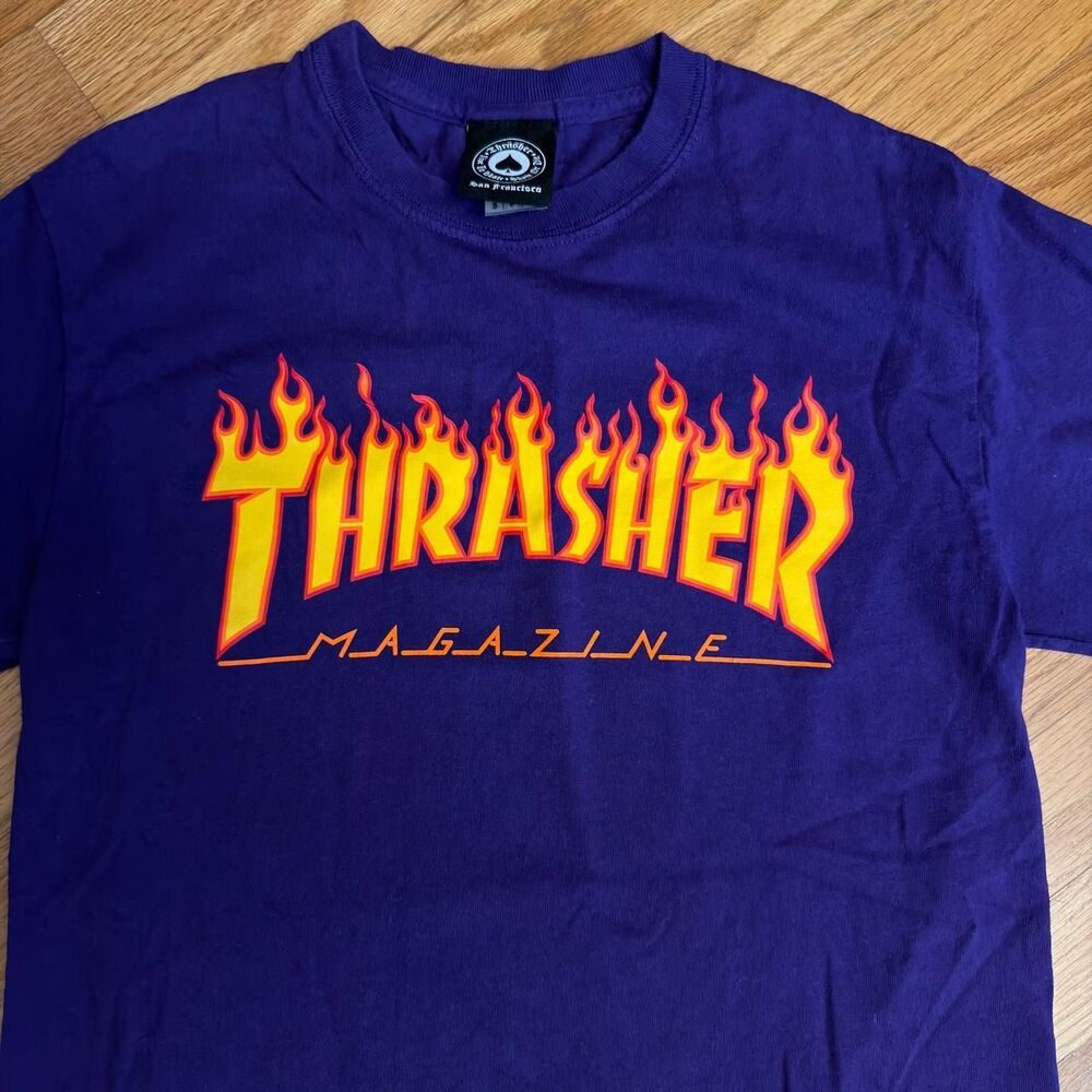 Thrasher Men's Purple and Navy T-shirt - Picture 2 of 3